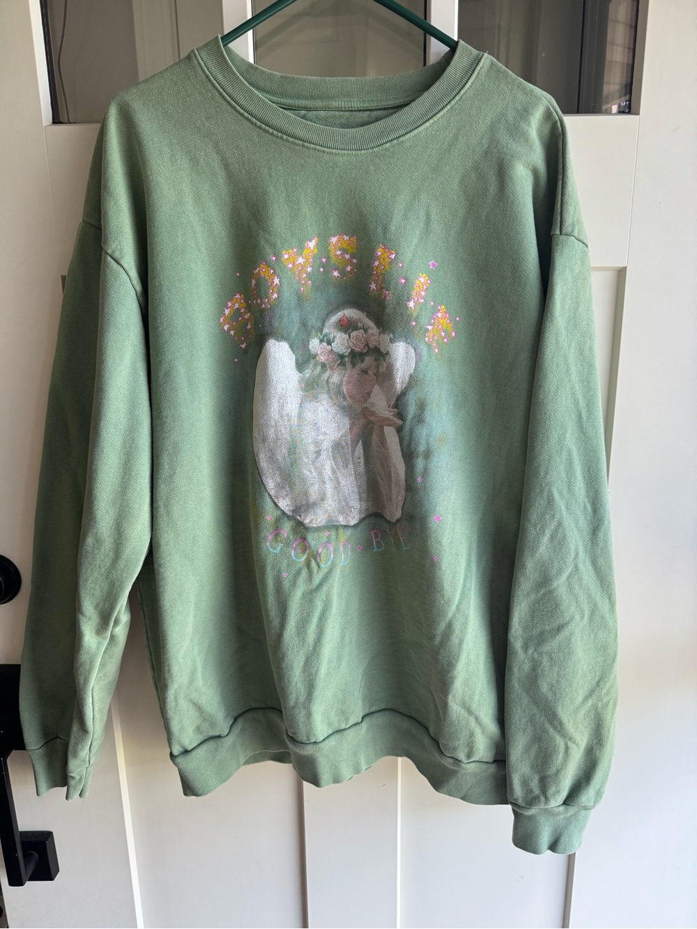 Boys Lie Sage Green Angel Graphic Crewneck Sweatshirt